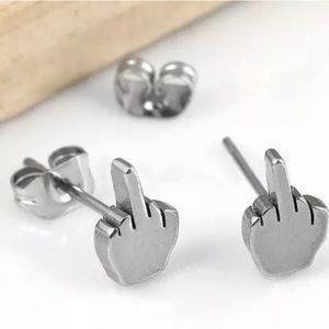 Middle finger stud earrings